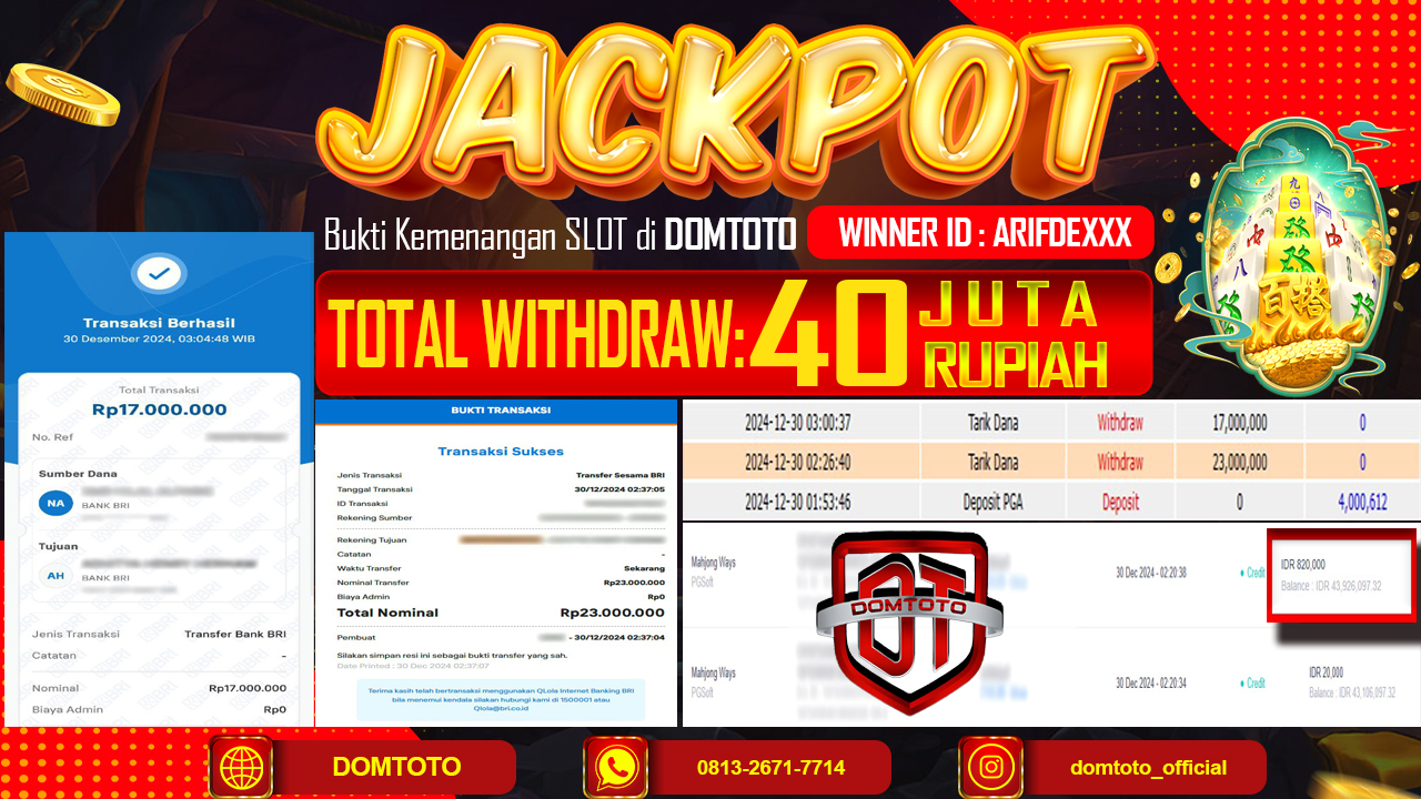 JACKPOT SLOT MAHJONG WAYS 30  DESEMBER 2024